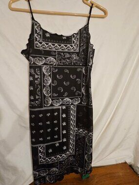 Black Bandana Print Slip Dress